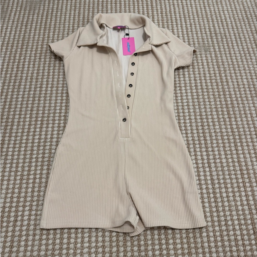 Edikted Beige Ribbed Jumpsuit